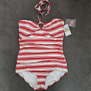 Michael Kors  striped red and white women's bandeau style size 14 swimsuit